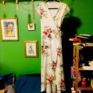 White floral maxi dress